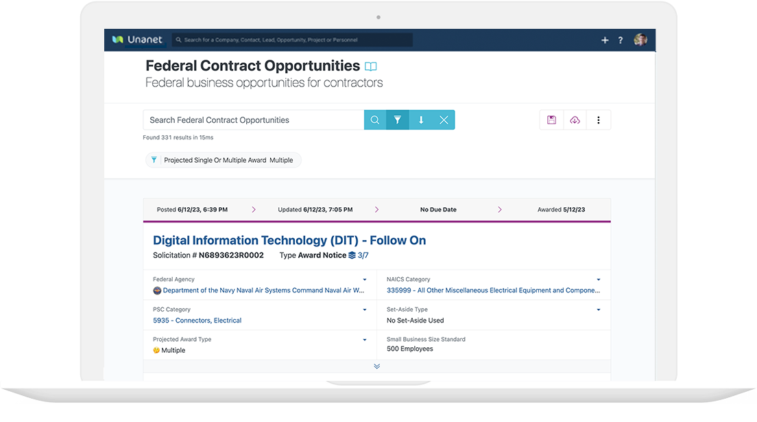 unanet-govcon-crm-filter-leads-screenshot2