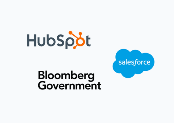 Unanet ERP GovCon CRM integrations to enhance customer relationship management and business growth. Image of HubSpot, Salesforce, and Bloomberg Government.